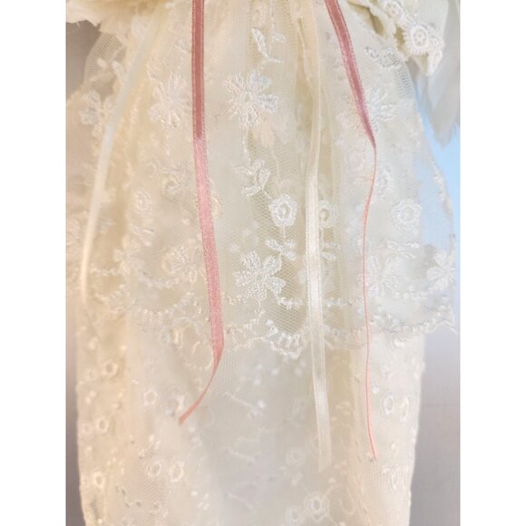 Vintage Style Angel Tree Ornament Cream Lace Gown Blonde Curls Christmas 14x6x2 - Picture 3 of 8